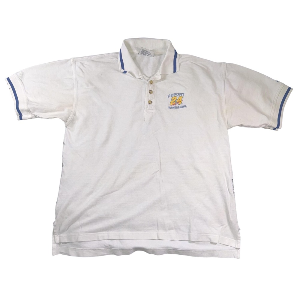 Dupont‎ 24 Racing Polo Shirt Mens Large White NASCAR Jeff Gordon Short Sleeve
